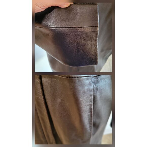 NYC Whet Blu Smooth Mid- Length Leather A-Line Jacket /Coat- M - Picture 9 of 13